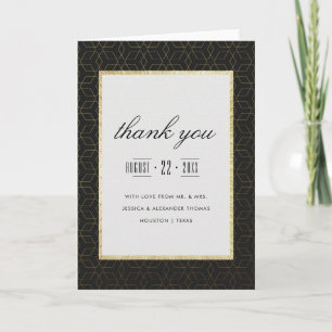 Elegant Gold & Black Wedding Thank You Card