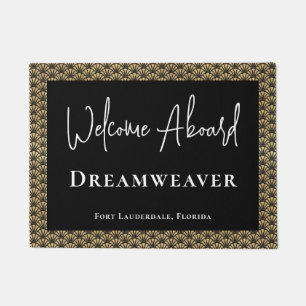  Elegant Gold Black Welcome Aboard Boat Name Doormat