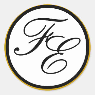 Elegant Gold Black & White Monogram Wedding Seal