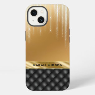 Elegant Gold Black with Custom Name iPhone 13 Case