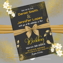 Elegant Gold & Black With White Floral Wedding 