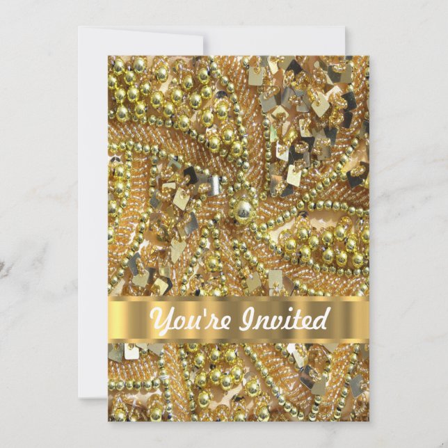 Elegant gold bling invitation (Front)