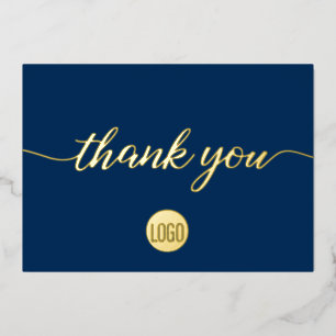 Elegant Gold Blue Business Thank you  Foil 