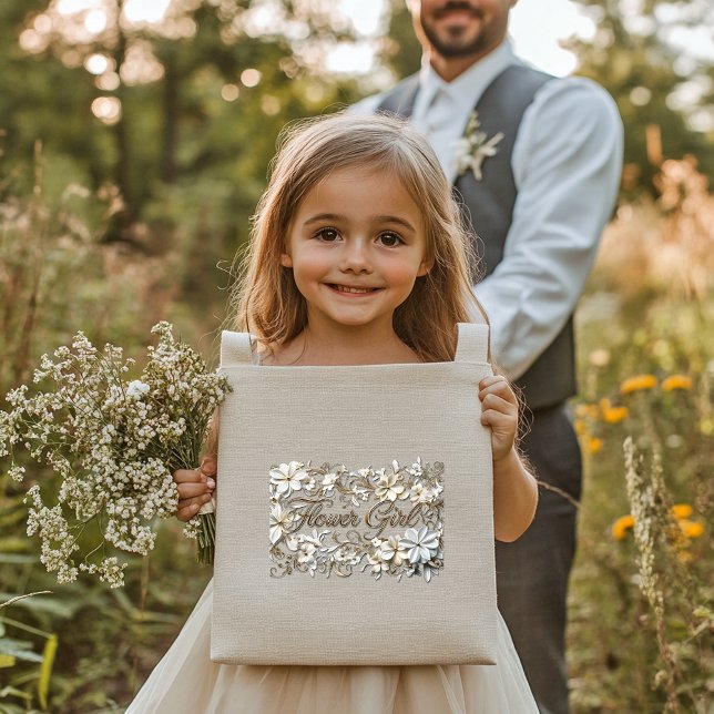 Elegant Gold Blue Flower Girl Tote Bag (Creator Uploaded)