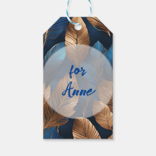 Elegant Gold Blue Foliage Nature Design Gift Tags
