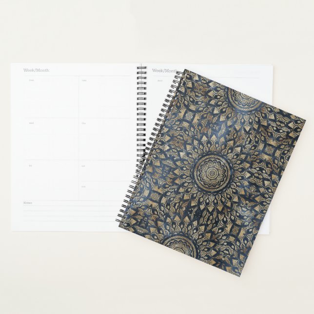 Elegant Gold Blue Mandala Floral Planner (Display)
