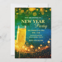 Elegant Gold & Blue New Year's Eve Party
