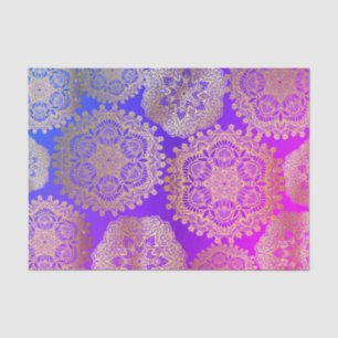 Elegant Gold Blue Purple Pink Mandala Pattern Tissue Paper