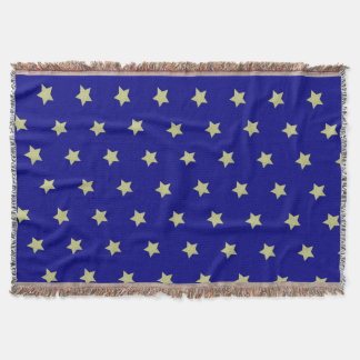 Elegant Gold & Blue Star Pattern  Throw Blanket
