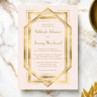 Elegant Gold Blush 1920s Deco Frame Wedding
