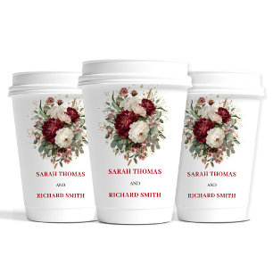 Elegant Gold Blush Burgundy Wedding Cups