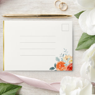 Elegant Gold Blush Floral Script Wedding Envelope
