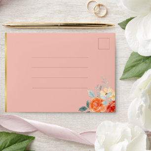 Elegant Gold Blush Floral Script Wedding Envelope