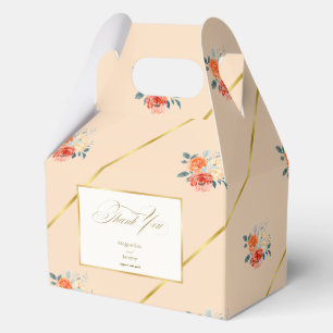 Elegant Gold Blush Floral Wedding Thank You Favour Box