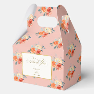 Elegant Gold Blush Floral Wedding Thank You Favour Box