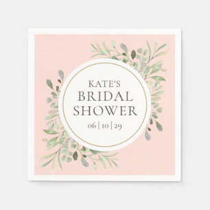 Elegant Gold Blush Pink Greenery Bridal Shower Napkin