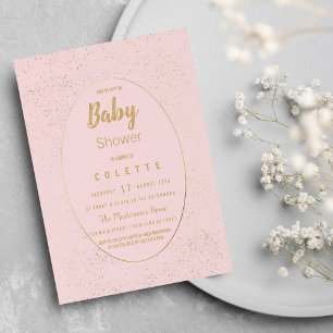 Elegant gold blush pink winter Baby Shower Invitat Invitation