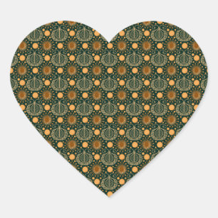 Elegant Gold Boho Ornamental Pattern  Heart Sticker