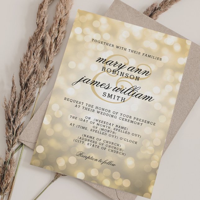Elegant Gold Bokeh Lights Wedding  Invitation (Elegant Gold Bokeh Lights Wedding Invitation)