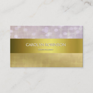Elegant Gold Bokeh Lights with Gold Ribbon Business Card