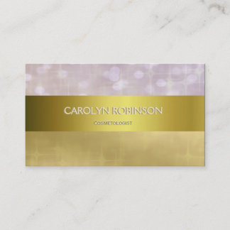 Elegant Gold Bokeh Lights with Gold Ribbon Business Card