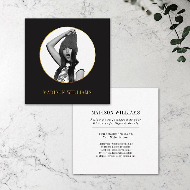 Elegant Gold Bold Typography Photo Social Media Calling Card (Creator Uploaded)