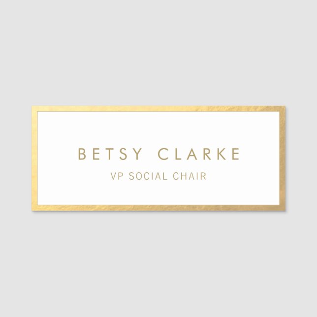 Elegant Gold Border Name Tag (Front)