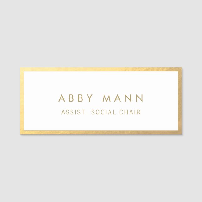 Elegant Gold Border Name Tag (Front)