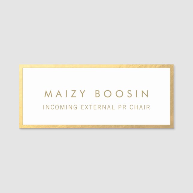 Elegant Gold Border Name Tag (Front)
