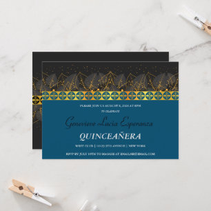 Elegant Gold Border Quinceañera Invitation