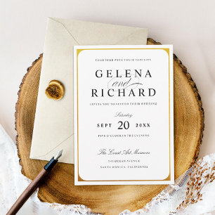 Elegant Gold Border Shimmer Wedding Invitation
