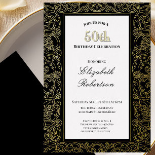 Elegant Gold Border Women's 50th Birthday Gold