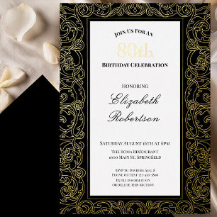 Elegant Gold Border Women's 80th Birthday Gold