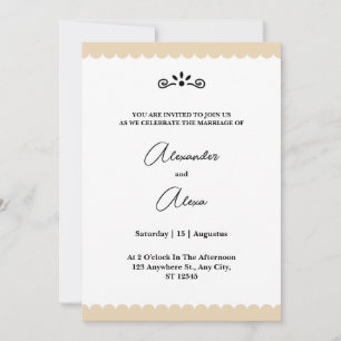 Elegant Gold Borders Minimalist Cookie Wedding Invitation