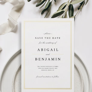 Elegant gold borders minimalist save the date