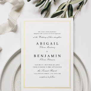 Elegant gold borders minimalist wedding