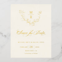 Elegant Gold Botanical Calligraphy Save the Date