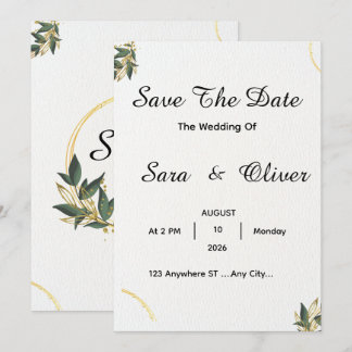 Elegant Gold Botanical Circle Save The Date