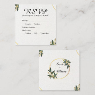 Elegant Gold Botanical Circle Square Business Card