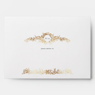 elegant gold botanical classic custom wedding envelope