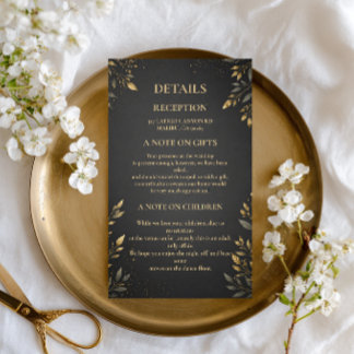 Elegant Gold Botanical Dark Enclosure Card