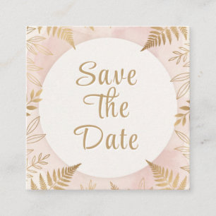 Elegant Gold Botanical Fern Save the Date Card