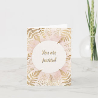 Elegant Gold Botanical Fern "You Are Invited" Invitation