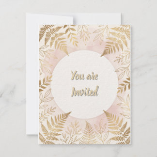 Elegant Gold Botanical Fern "You Are Invited" RSVP Card