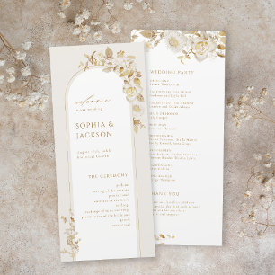 Elegant Gold Botanical Floral Arch Wedding  Programme