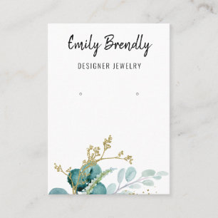 Elegant Gold Botanical Jewelry Earring Display Business Card