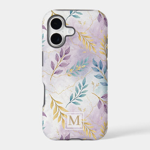 Elegant Gold Botanical Marble Mongram