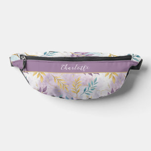 Elegant Gold Botanical Marble Personalized Bum Bags