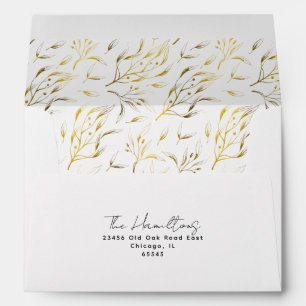 Elegant Gold Botanical Return Address Envelope