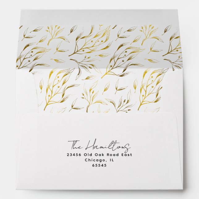 Elegant Gold Botanical | Return Address  Envelope (Back (Bottom))